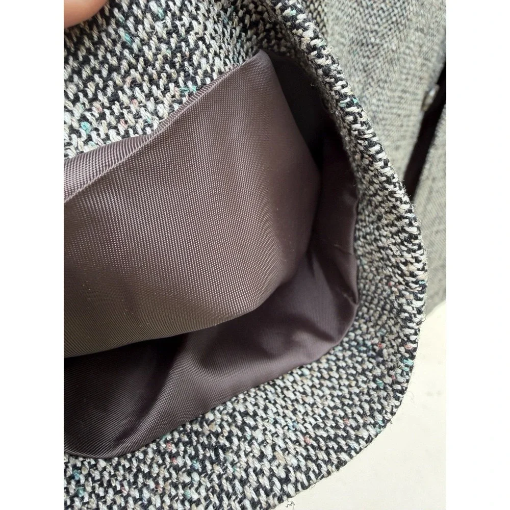 Towncraft Mens 100% Silk Sport Coat Blazer Gray Tweed 2 Button Long.        5284